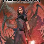 Auf dem Cover zu Nocterra ist die Protagonistin Val Riggs zu sehen, die zwei Leuchtfackeln in den Händen hält. Im Hintergrund befindet sich eine dunkle Schattengestalt.