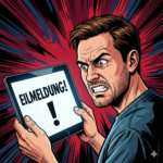 Auf dem Bild zum Beitrag "Raff dich,CDU" bin ich zu sehen, der Wütend auf ein Tablett Starrt auf dem Eilmeldung steht.